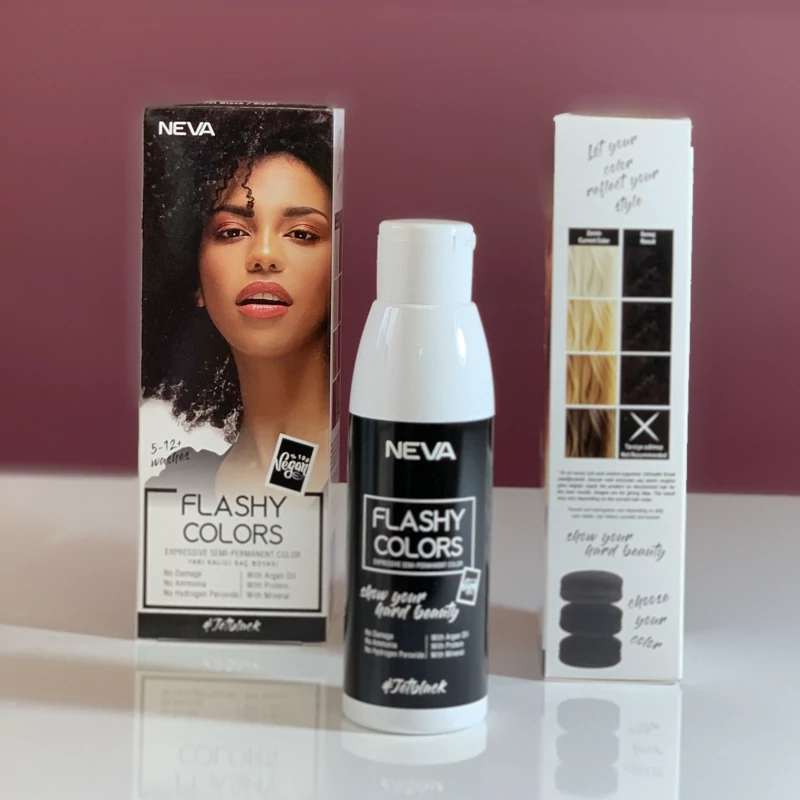 رنگ مو نیمه دائمی نوا مشکی Jet Black  ساخت ترکیه  حجم 100میل فاقد سولفات و پارابن