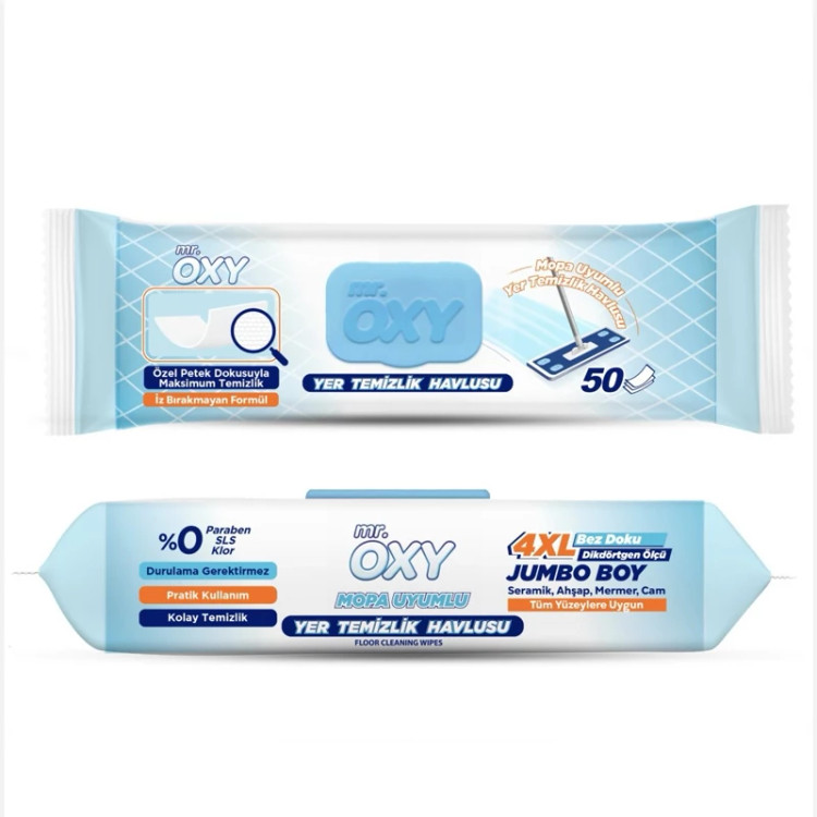 دستمال مرطوب مخصوص طی مستر اوکسی بسته 50 عددی